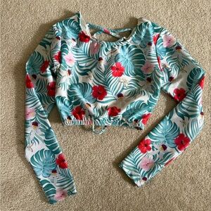 Floral Long Sleeve Surf/ Sun Crop Top